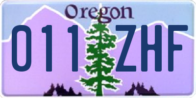 OR license plate 011ZHF