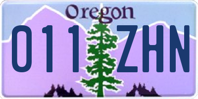 OR license plate 011ZHN
