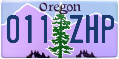 OR license plate 011ZHP