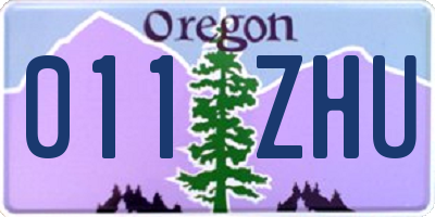 OR license plate 011ZHU