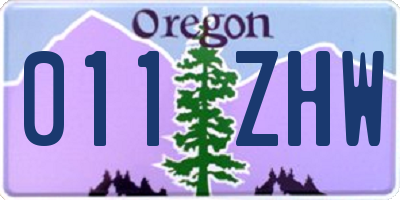 OR license plate 011ZHW
