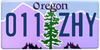 OR license plate 011ZHY