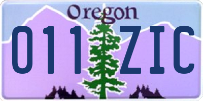OR license plate 011ZIC