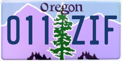 OR license plate 011ZIF