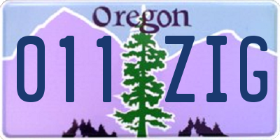 OR license plate 011ZIG