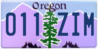 OR license plate 011ZIM