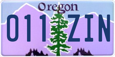 OR license plate 011ZIN