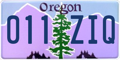 OR license plate 011ZIQ