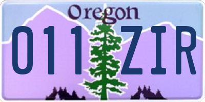 OR license plate 011ZIR