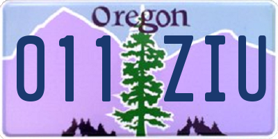 OR license plate 011ZIU