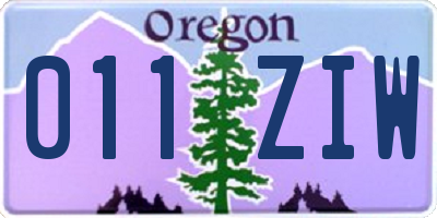 OR license plate 011ZIW