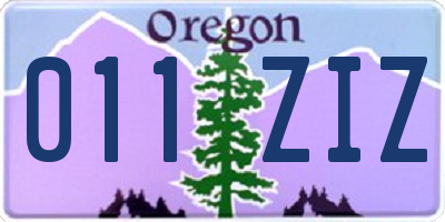 OR license plate 011ZIZ