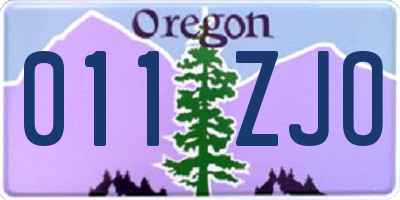 OR license plate 011ZJO