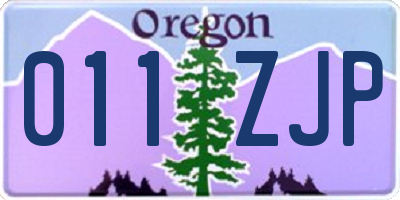 OR license plate 011ZJP
