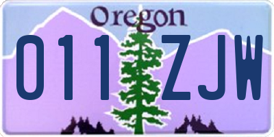 OR license plate 011ZJW