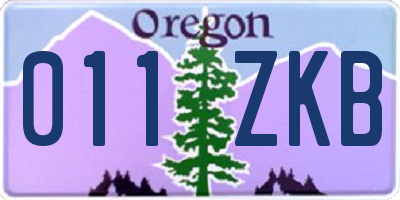 OR license plate 011ZKB