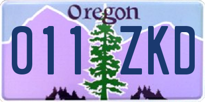 OR license plate 011ZKD