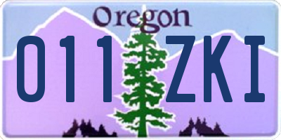 OR license plate 011ZKI