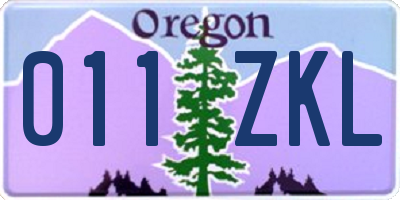 OR license plate 011ZKL