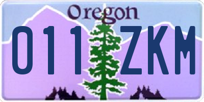 OR license plate 011ZKM