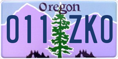 OR license plate 011ZKO