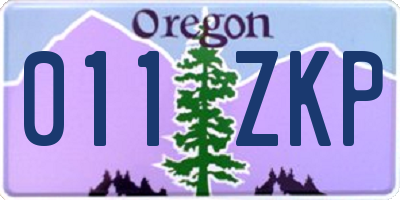 OR license plate 011ZKP