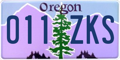 OR license plate 011ZKS