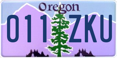 OR license plate 011ZKU