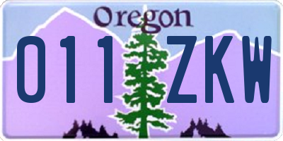 OR license plate 011ZKW