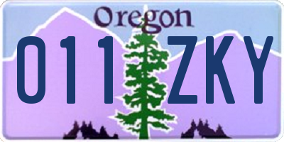 OR license plate 011ZKY
