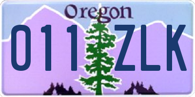 OR license plate 011ZLK