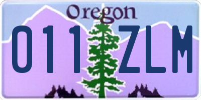 OR license plate 011ZLM