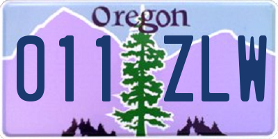 OR license plate 011ZLW