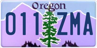 OR license plate 011ZMA