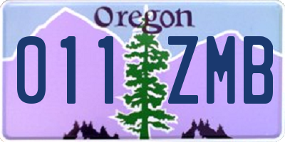 OR license plate 011ZMB
