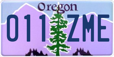 OR license plate 011ZME