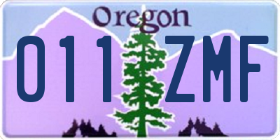 OR license plate 011ZMF