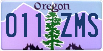OR license plate 011ZMS