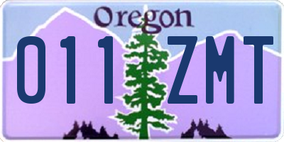 OR license plate 011ZMT