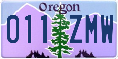 OR license plate 011ZMW