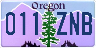 OR license plate 011ZNB