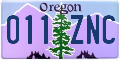 OR license plate 011ZNC