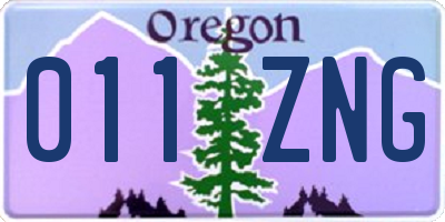 OR license plate 011ZNG