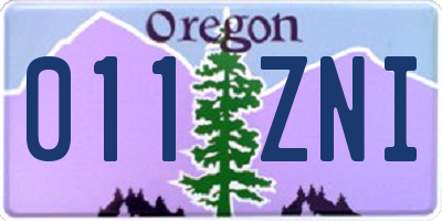 OR license plate 011ZNI