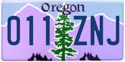 OR license plate 011ZNJ
