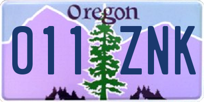 OR license plate 011ZNK