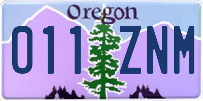 OR license plate 011ZNM