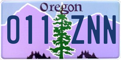 OR license plate 011ZNN