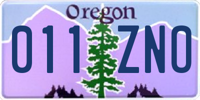 OR license plate 011ZNO