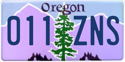 OR license plate 011ZNS
